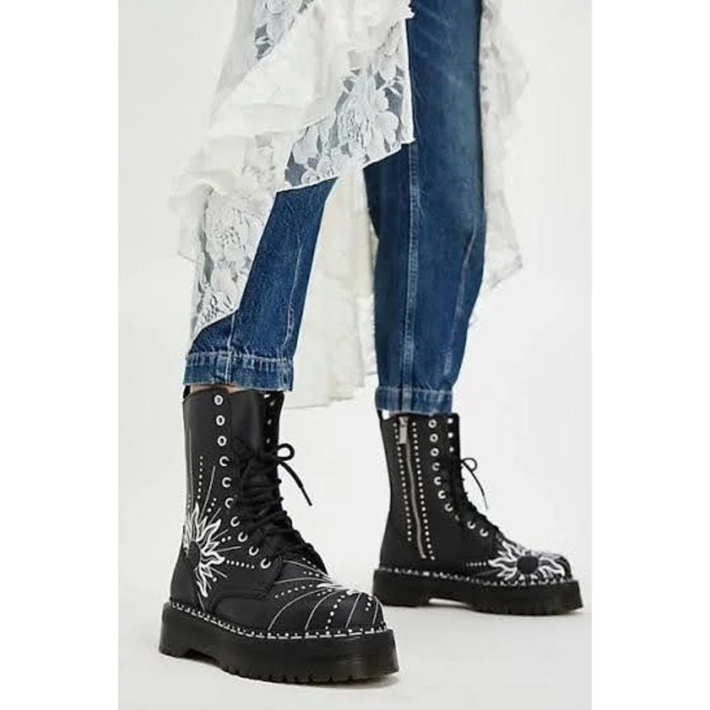 Unisex Sz M5/W6 Dr. Martens Platform Boots Jadon Hi Solar Flare Celestial Black